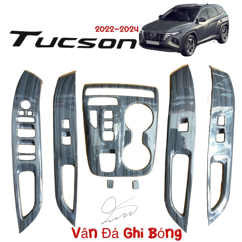 Ốp nội thất xe Tucson 2022 2023 2024 3 bản Carbon + Vân đá  Phụ kiện trang trí dán