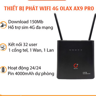  Bộ Phát Wifi Từ Sim 4G Olax AX9 Pro Tốc Độ 300Mbps Kết Nối 32 Thiết Bị - Pin 4000mAh Dùng 12Giờ Hoặc Cắm Điện 24 24 