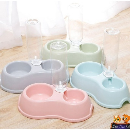 Bát ăn kèm bình nước tự động cho thú cưng, bát ăn cho chó mèo