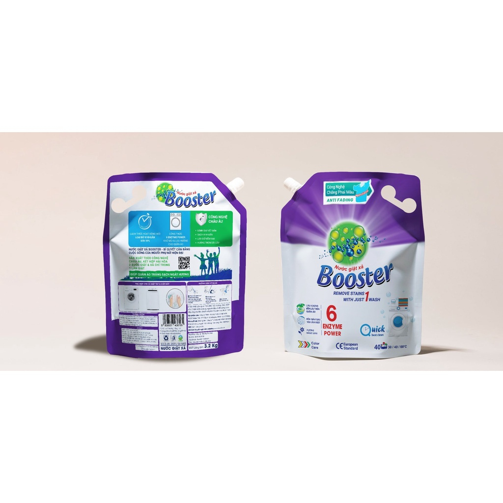Nước giặt xả 2 trong 1 Booster - Hương thơm bền lâu, giữ màu quần áo