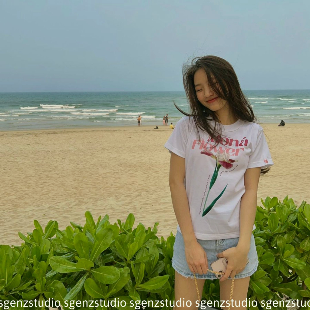 Áo baby tee in hoa  FLEUR TRẮNG, Áo thun babytee localbrand998