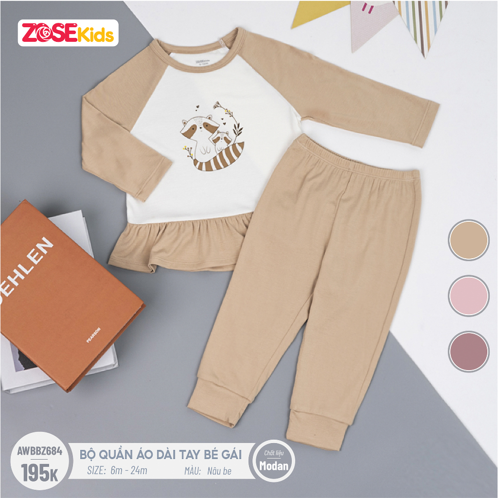 Bộ Quần Áo Thời Trang Mùa Thu Cho Bé Gái từ 6 - 24 tháng Derosa Kids AWBBZ684B