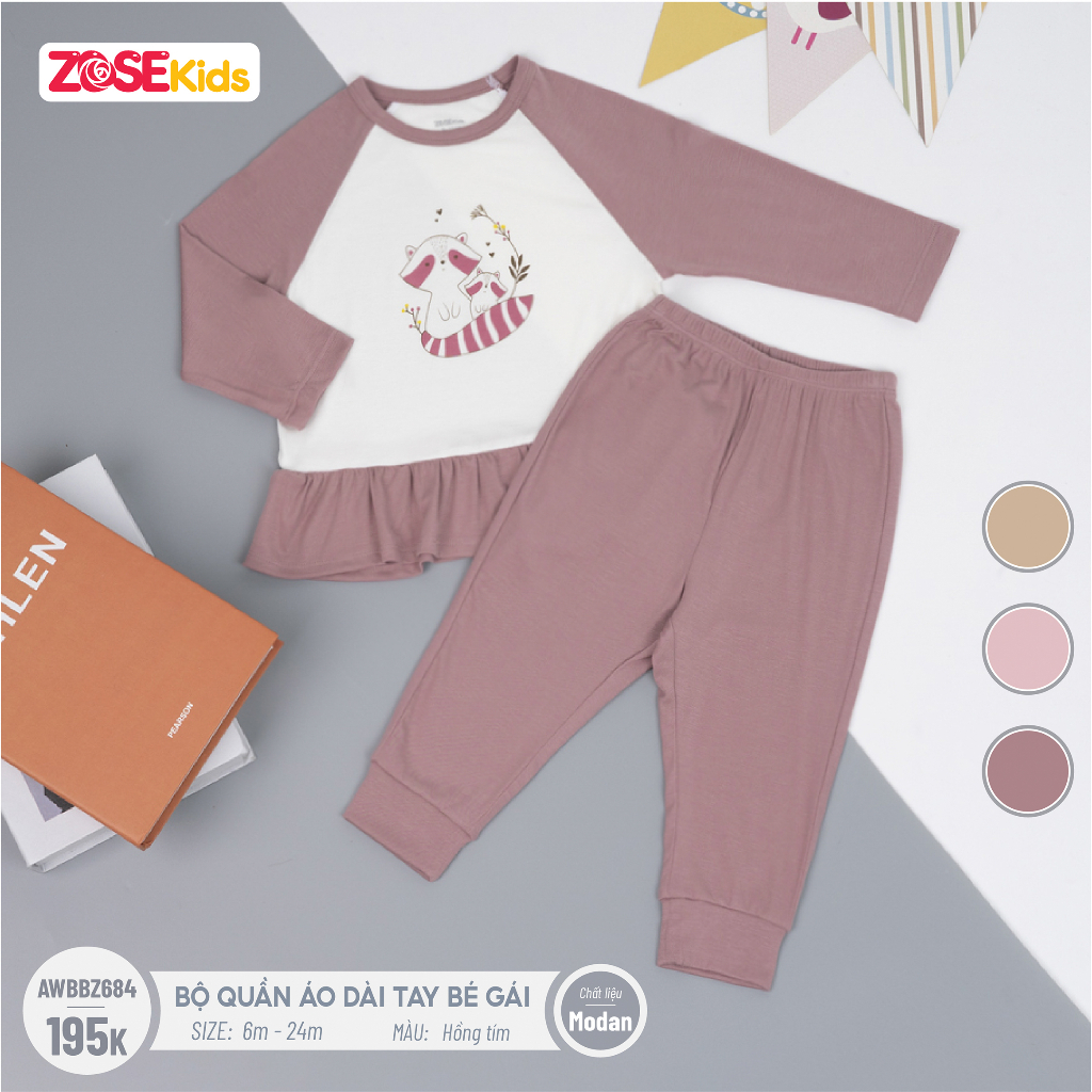 Bộ Quần Áo Thời Trang Mùa Thu Cho Bé Gái từ 6 - 24 tháng Derosa Kids AWBBZ684B