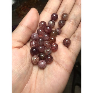 [Strawberry Quartz] Set 2v Hạt đá thach anh dâu tây 7-8mm
