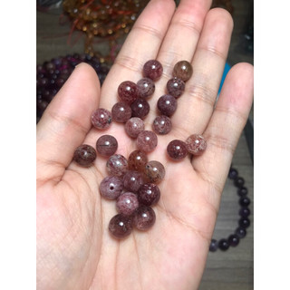 [Strawberry Quartz] Set 2v Hạt đá thach anh dâu tây 7-8mm