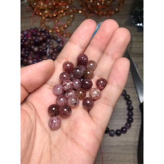 [Strawberry Quartz] Set 2v Hạt đá thach anh dâu tây 7-8mm