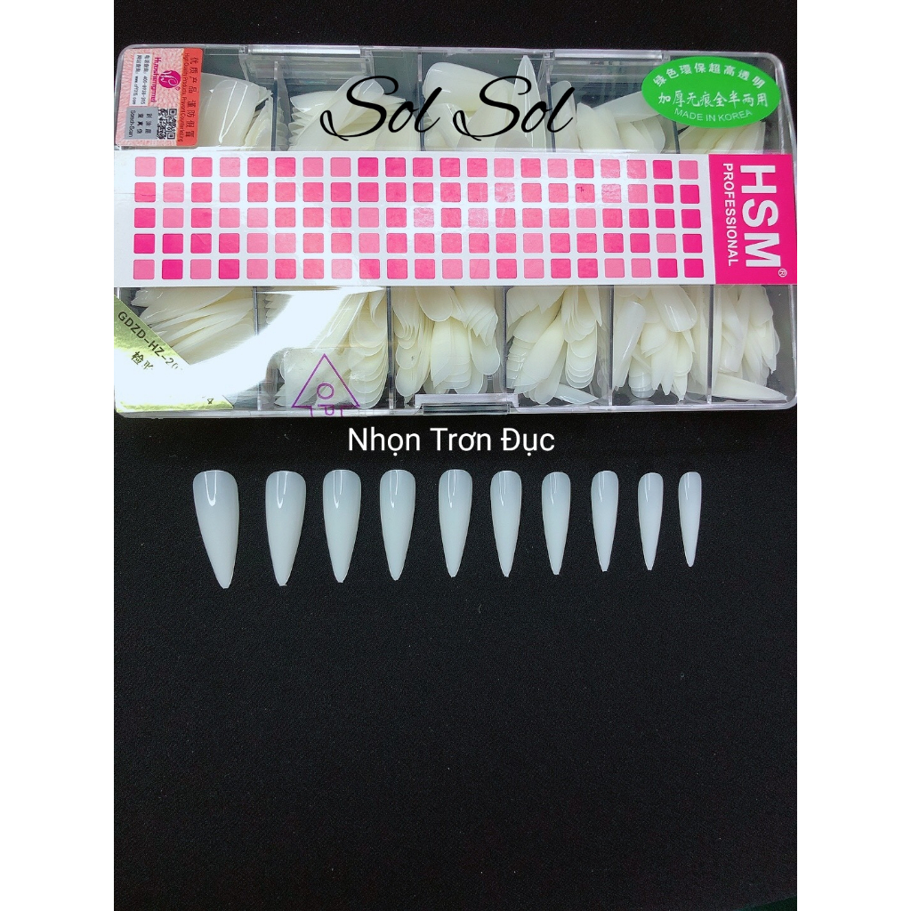 Móng úp lẻ size HSM - phom NHỌN TRƠN ĐỤC
