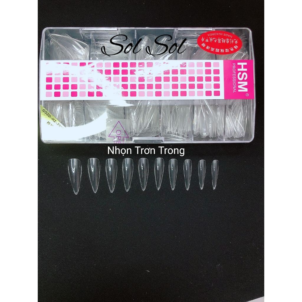 Móng úp lẻ size HSM - phom NHỌN TRƠN TRONG