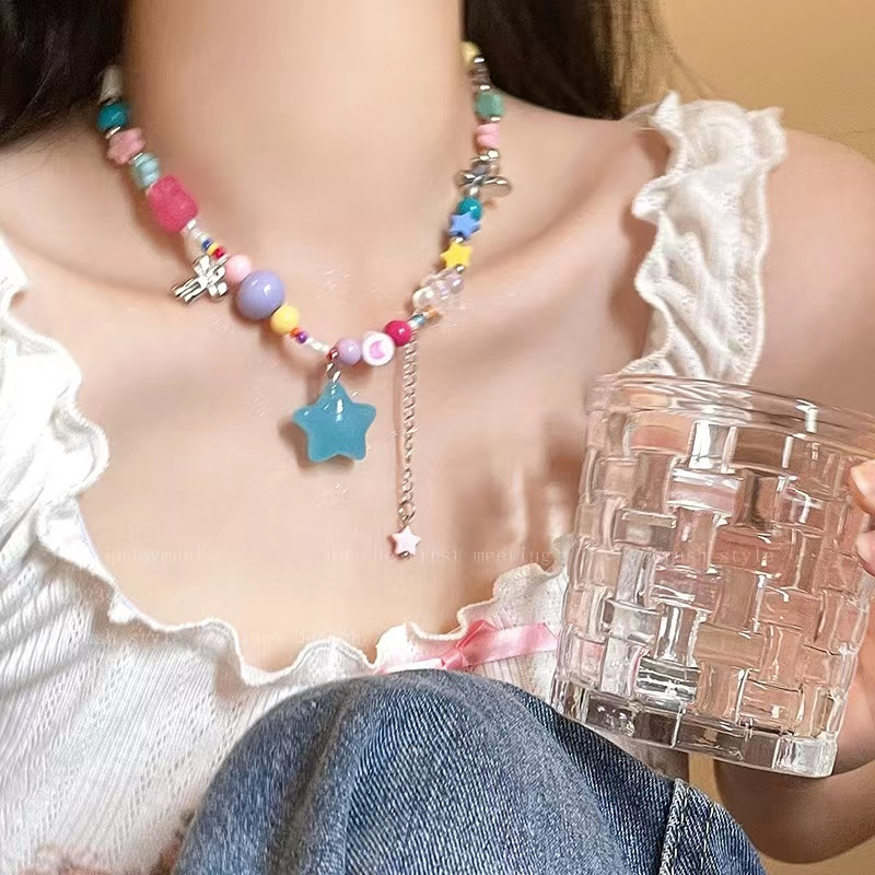 beautycoco🍊Vòng cổ Mặt Hình Ngôi Sao / Bông Hoa Nhiều Màu Sắc Y2K