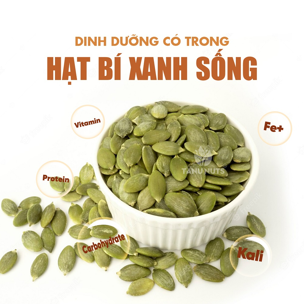 Hạt bí sống TANU NUTS túi 500g, hạt bí xanh tách vỏ Ấn Độ, làm sữa, nấu ăn tốt cho bà bầu, bé.
