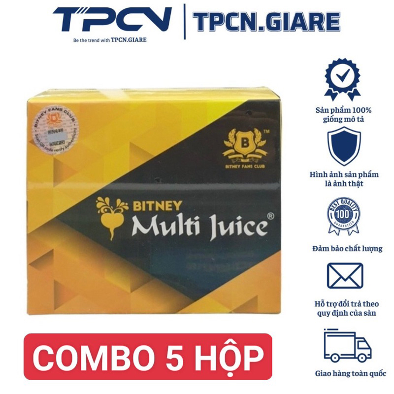 Combo 5 hộp Trà Bitney Multi Juice Malaysia vị cũ (hộp 10 gói)Cân Bằng Chức Năng Sinh Lý Nam Nữ,