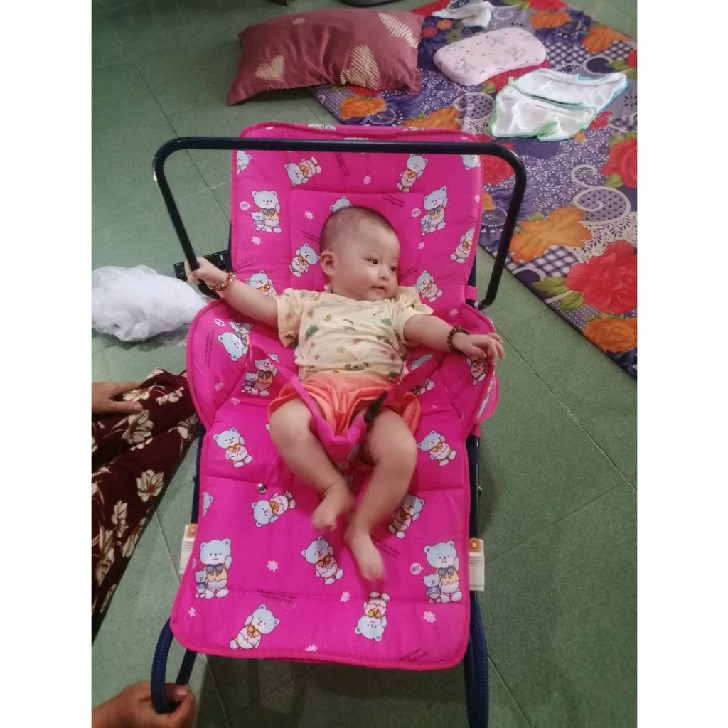 Áo vải, miếng lót thay thế cho ghế ăn bột, xe 2 nhún loại thường ngang 40 - dài 82cm màu ngọc / đỏ / hồng kèm mùng