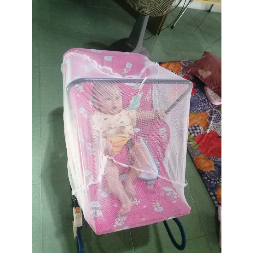 Áo vải, miếng lót thay thế cho ghế ăn bột, xe 2 nhún loại thường ngang 40 - dài 82cm màu ngọc / đỏ / hồng kèm mùng