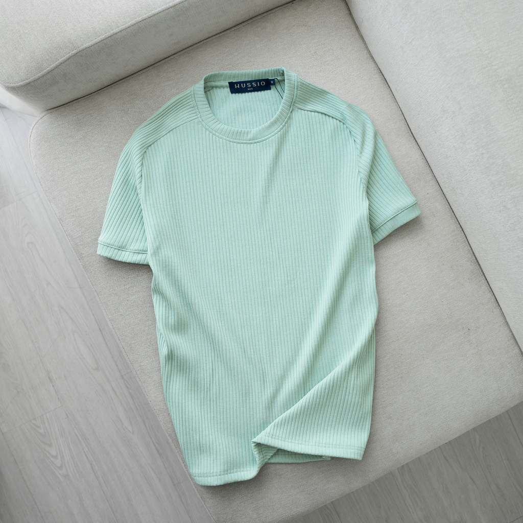 Áo thun nam cổ tròn TEE RAGLAN vải Cotton thun gân form slimfit dày dặn, mềm mịn, trẻ trung - HUSSIO