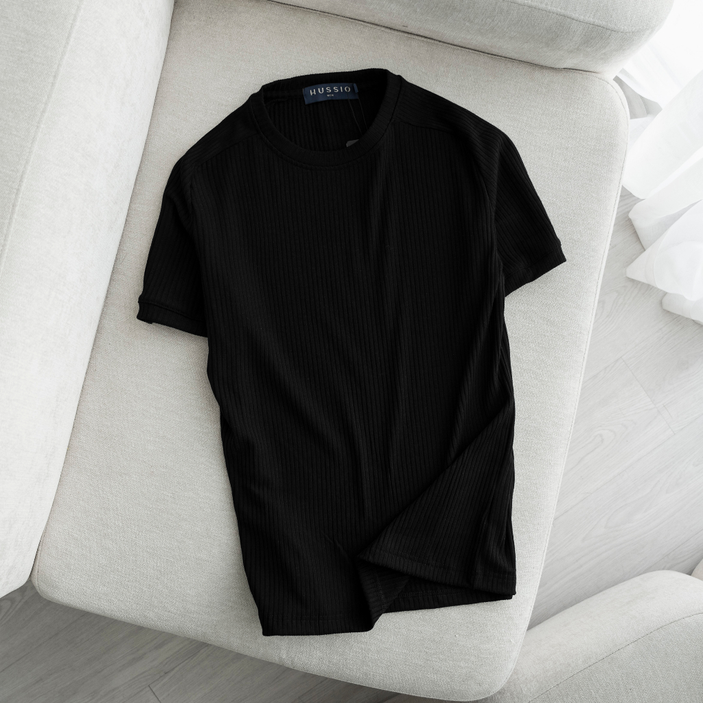 Áo thun nam cổ tròn TEE RAGLAN vải Cotton thun gân form slimfit dày dặn, mềm mịn, trẻ trung - HUSSIO