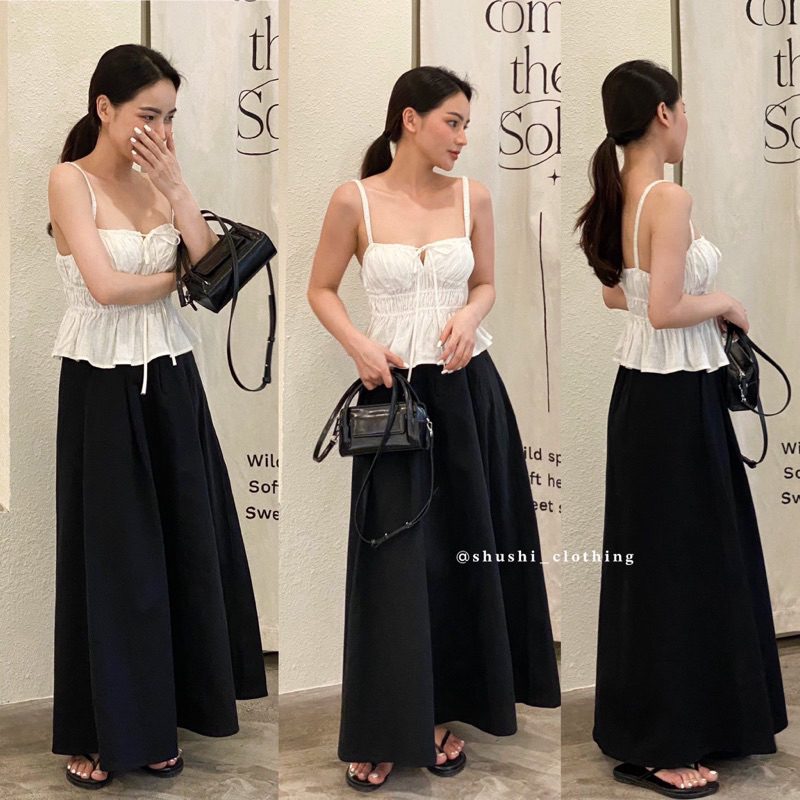 Áo croptop 2 dây trắng mặc 1 lần còn mới