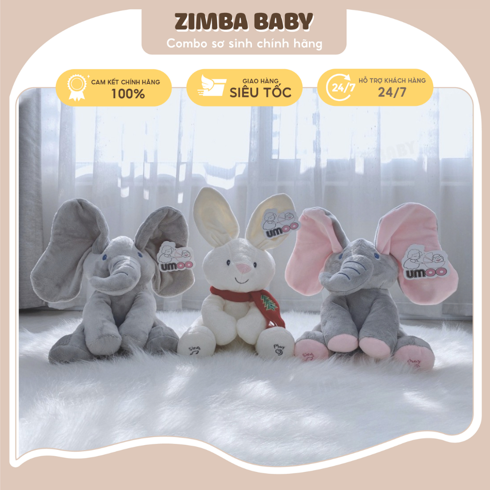 Voi Thỏ Ú Oà Biết Hát Hàng Chính Hãng UMOO Chất Liệu Cotton Nhung Mềm Mịn An Toàn Với Sức Khỏe Của Bé
