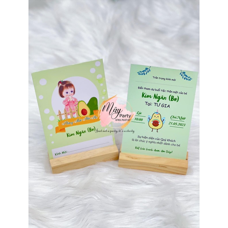 Thiệp mời thiết kế theo yêu cầu của khách hàng dành cho bé gái - Mây Party