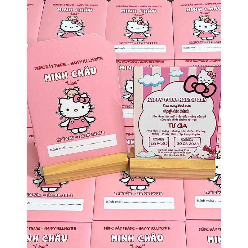 Thiệp mời thiết kế theo yêu cầu của khách hàng dành cho bé gái - Mây Party