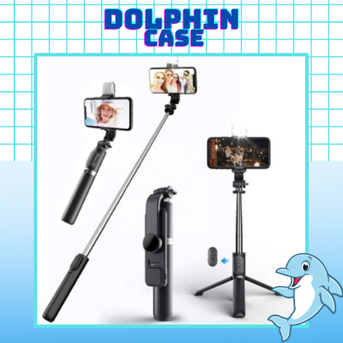 Gậy chụp ảnh 3 chân kèm remote, có đèn led trợ sáng - Gậy tự sướng selfie chụp hình điều khiển từ xa xoay nhiều góc