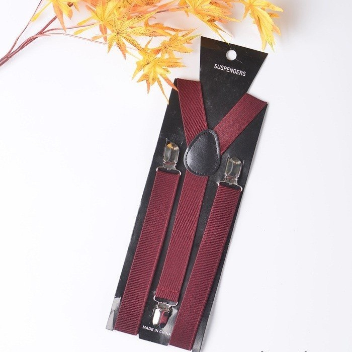 Dây đeo quần chữ Y bằng da PU co giãn màu đen