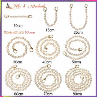 Dây Chuỗi Quai Hạt Trai 10mm Gắn Túi Xách Thời Trang Handmade (Chiều dài quai đa dạng)