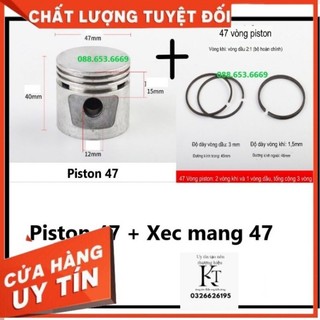 Bộ piston kèm bạc hơi 47 máy nén khí/ Pistong + Xéc măng máy nén khí 47