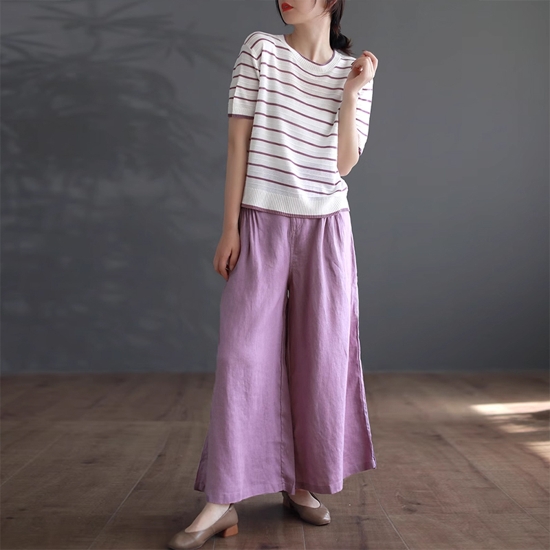 Quần baggy linen KAMAKA lưng cao ống rộng hai túi chéo - NU9068