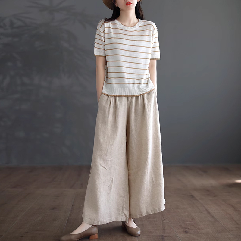 Quần baggy linen KAMAKA lưng cao ống rộng hai túi chéo - NU9068