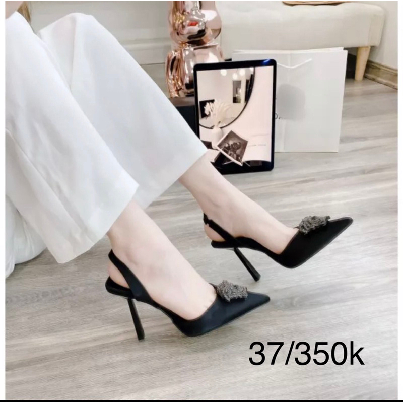 Sandal vsc hở gót 9p gót đũa. Sandal vsc tag đá bạc 9cm