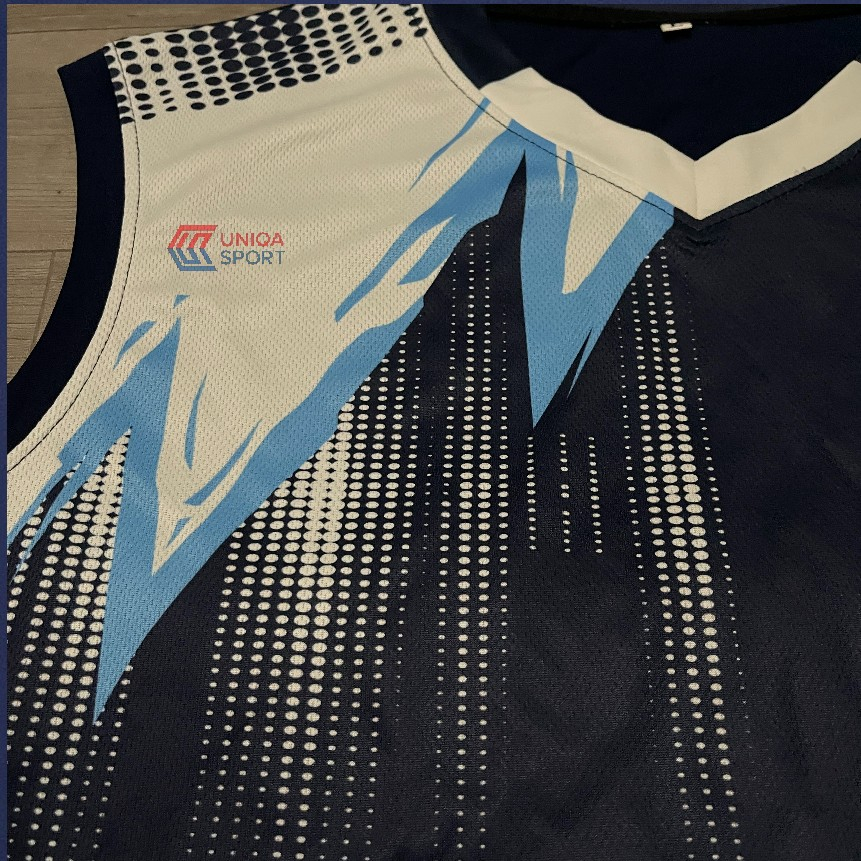 Áo bóng chuyền nam sát nách Draha Flash xanh đen vải mè thoáng mát