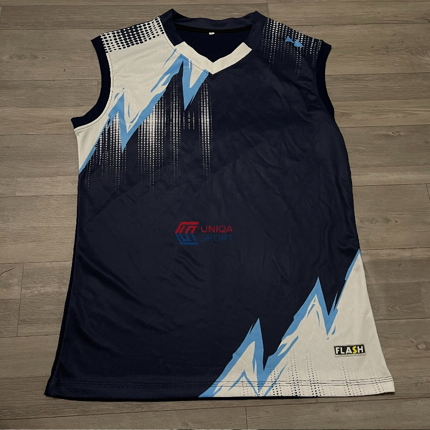 Áo bóng chuyền nam sát nách Draha Flash xanh đen vải mè thoáng mát