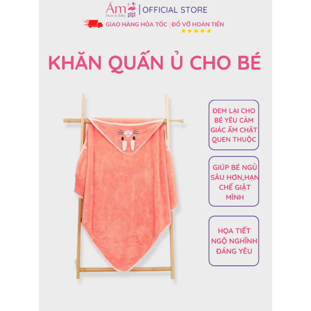 Khăn Quấn Ủ, Khăn Choàng Cho Bé Ấm Baby Chống Nắng, Chống Lạnh Cao Cấp Ấm Gift Decor  (2-5 Tuổi)