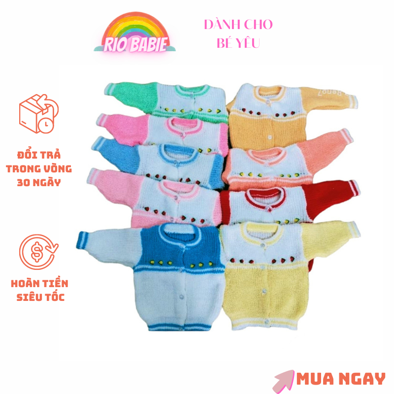 Bộ áo Len  kèm mũ và tất cho bé sơ sinh- 5kg