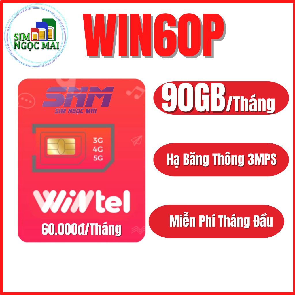 Sim 4G Wintel - WIN69P - WIN60P - WIN89P -  Miễn Phí 1 Tháng  - 150GB/THÁNG - MIỄN PHÍ GỌI - SIM NGỌC MAI