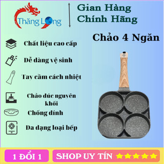 Chảo Chống Dính Chiên Nướng Rán Trứng Làm Bánh 4 Ngăn 4 Lỗ Chẩt Liệu Đá Cao Cấp - Chảo Đá Nhiều Ngăn Tiện Lợi Các Bếp