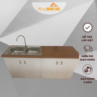 Tủ bếp Mini, tủ bếp giá rẻ nhựa Đài Loan kèm bồn rửa siêu bền chịu nước, MIRA HOUSE lắp miễn phí