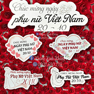 Set 5 chữ topper, banner chủ đề 20/10, ngày phụ nữ Việt Nam dùng trang trí bó hoa, hộp quà