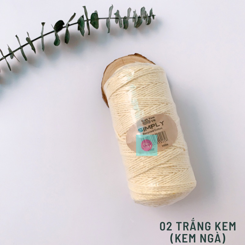 Sợi Simply cotton - Sợi cotton tái chế, đan móc túi, nón thủ công