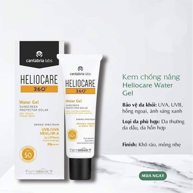 KEM CHỐNG NẮNG HELICARE MINERAL , PIGMENT, WATER GEL 50ML