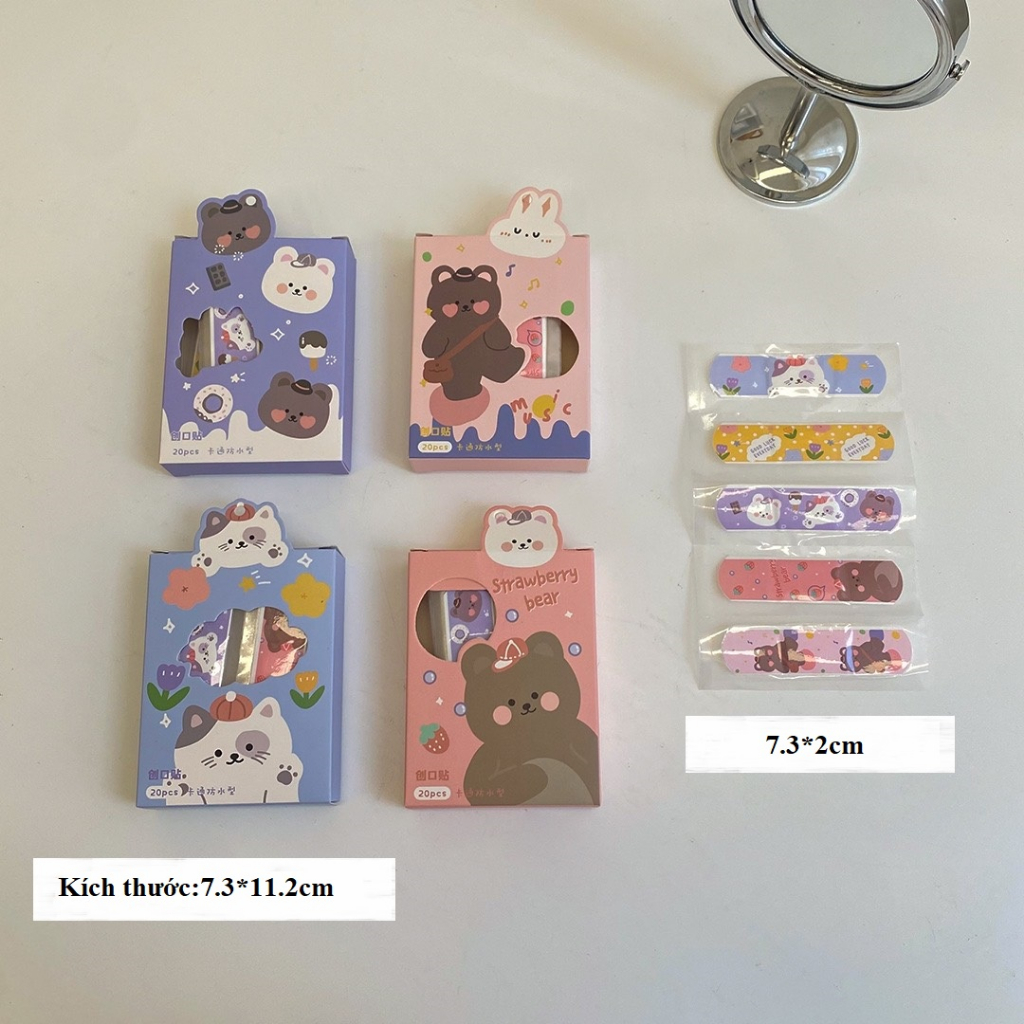 Băng dán vết thương Urgo loại tốt họa tiết cute, Băng gâu ngộ ngĩnh, hộp 20 miếng băng dán cá nhân thoáng khí