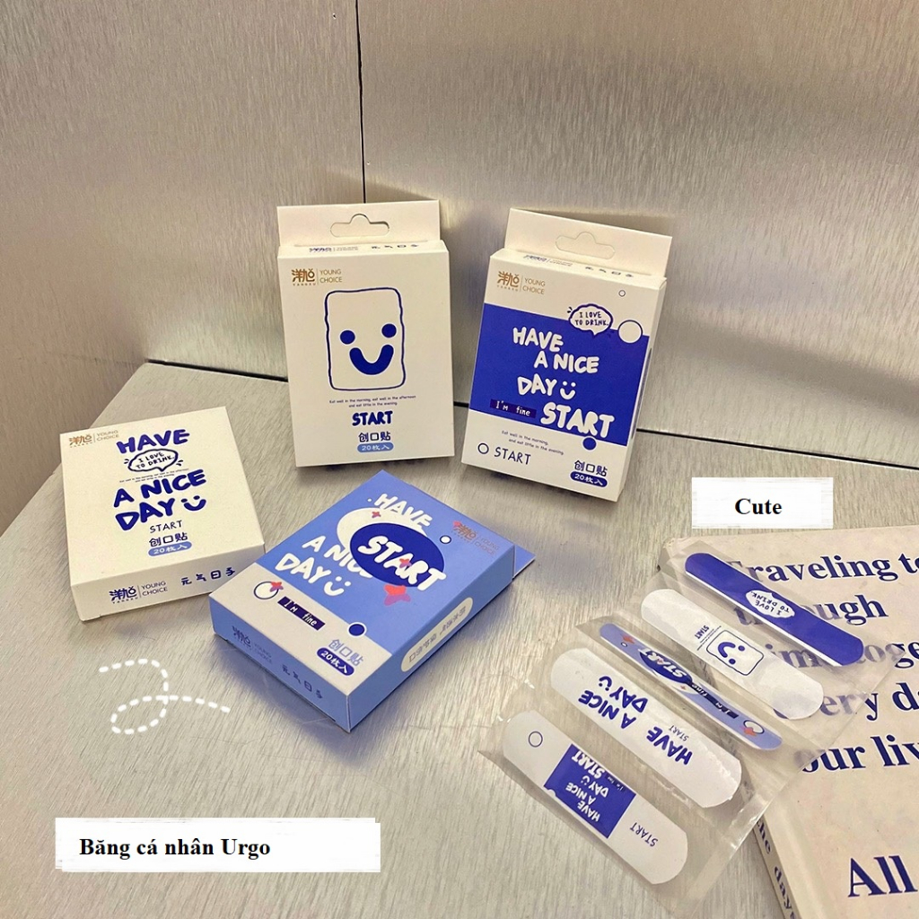 Băng dán vết thương Urgo loại tốt họa tiết cute, Băng gâu ngộ ngĩnh, hộp 20 miếng băng dán cá nhân thoáng khí