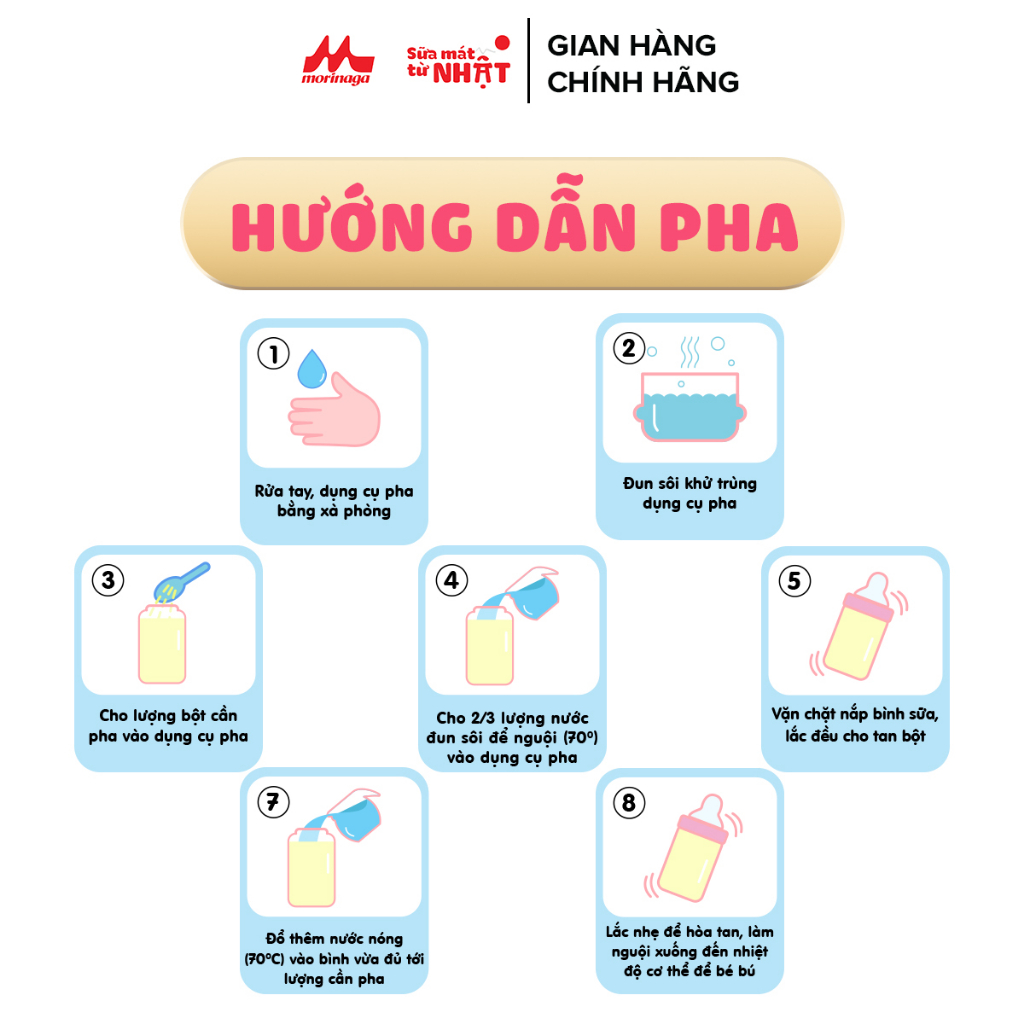 Sữa Morinaga Số 1 Hagukumi Nhật Bản 130g - dạng thanh tiện lợi cho bé từ 0 - 6 tháng (hộp 10 thanh)