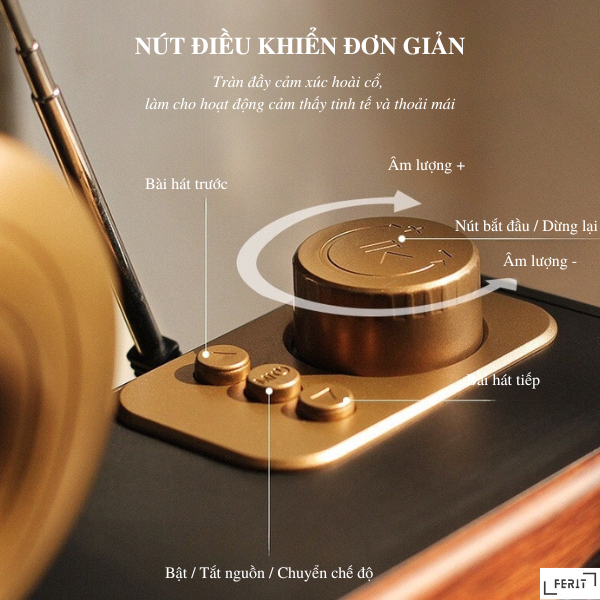 Loa bluetooth cổ điển màu vân gỗ hình radio chữ nhật có chân đứng gỗ