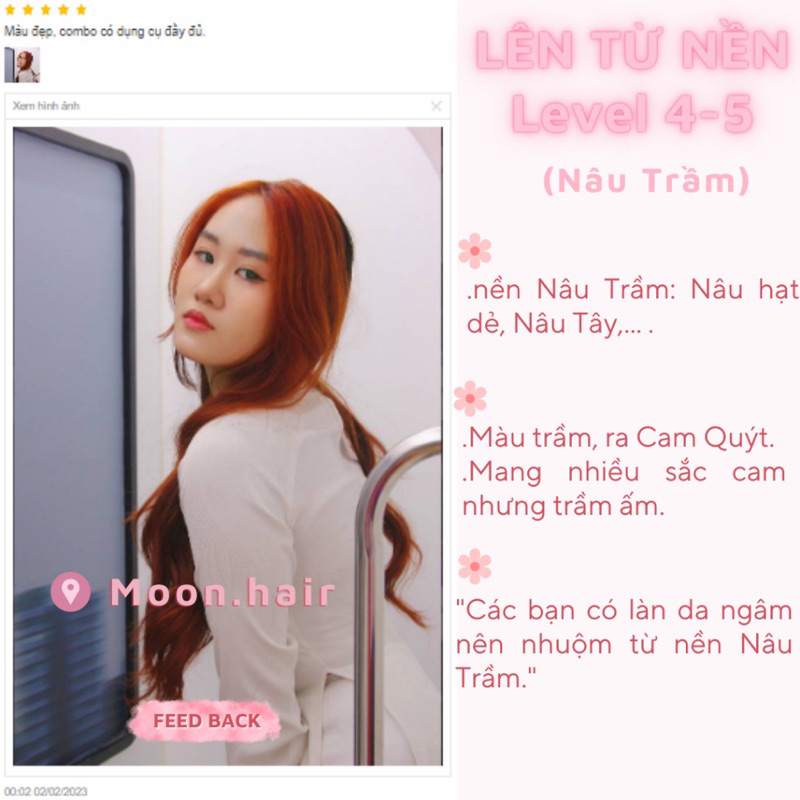 Thuốc nhuộm tóc CAM CHÁY | KHÔNG TẨY | Tặng Oxy, vitaminE, bao tay, mũ trùm