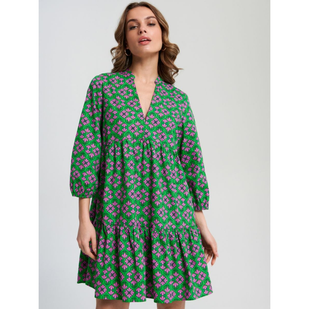 (Có bigsize) Váy Đầm Công Sở Đẹp Cổ Chữ V Tay Lửng Babydoll - Đầm Dáng Xòe Đi Tiệc Trangnauth F321A
