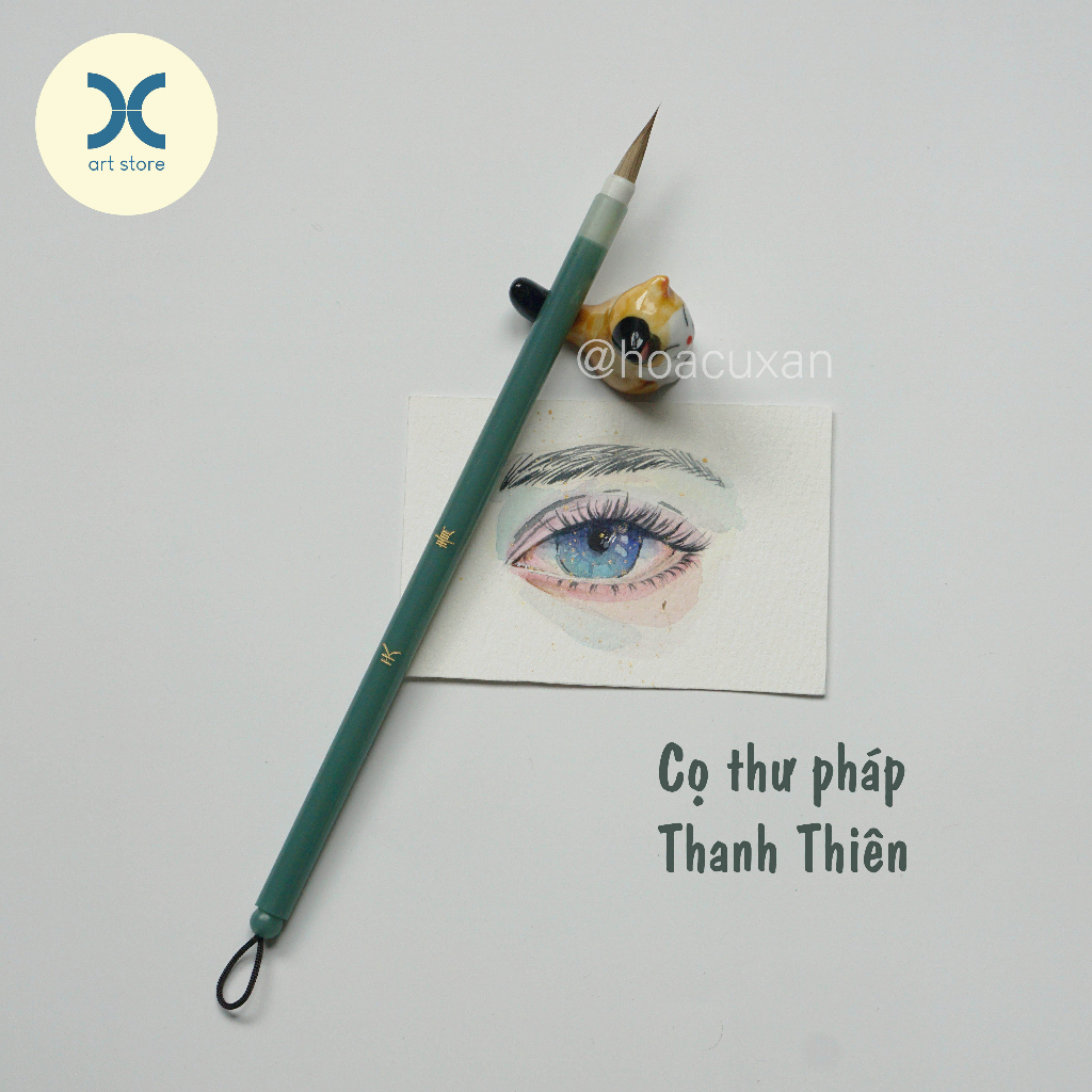 Cọ thư pháp Thanh Thiên cán đá xanh ngọc