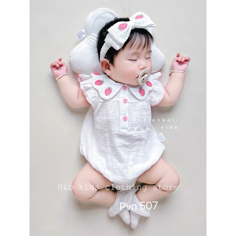 Body dài tay cổ bèo Bé Gái  xô Muslin mềm mại 3-15kg