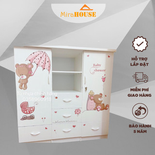 Tủ Nhựa Đài Loan Cho Bé - Chịu Lực Tốt Tủ Đựng Quần Áo MIRA HOUSE cao 1m24 ngang 1m25 sâu bì 45cm