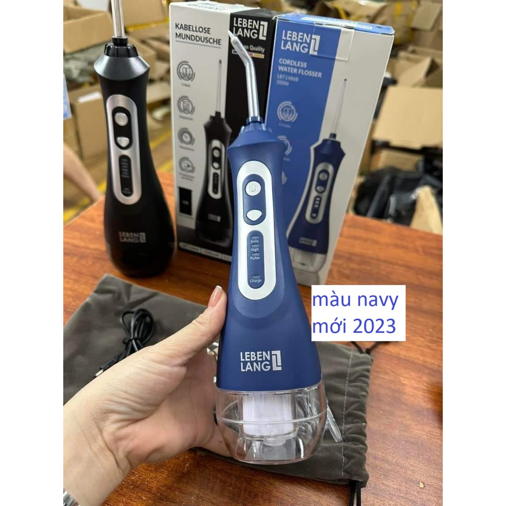 Máy Tăm nước   Lebenlang LBT1486W, màu trắng,  3 chế độ phun, 5 đầu tăm tặng kèm túi vải bảo hành 24 tháng chính hãng